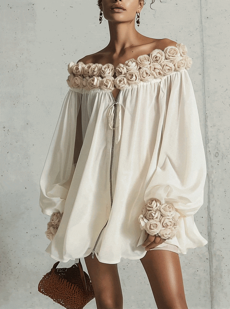 Auréva | Floral Off-Shoulder Chiffon Dress