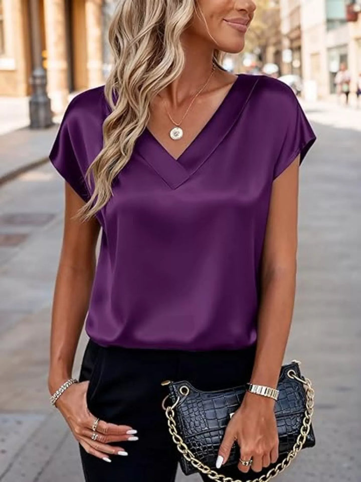 Nicole | Satin V-Neck Blouse