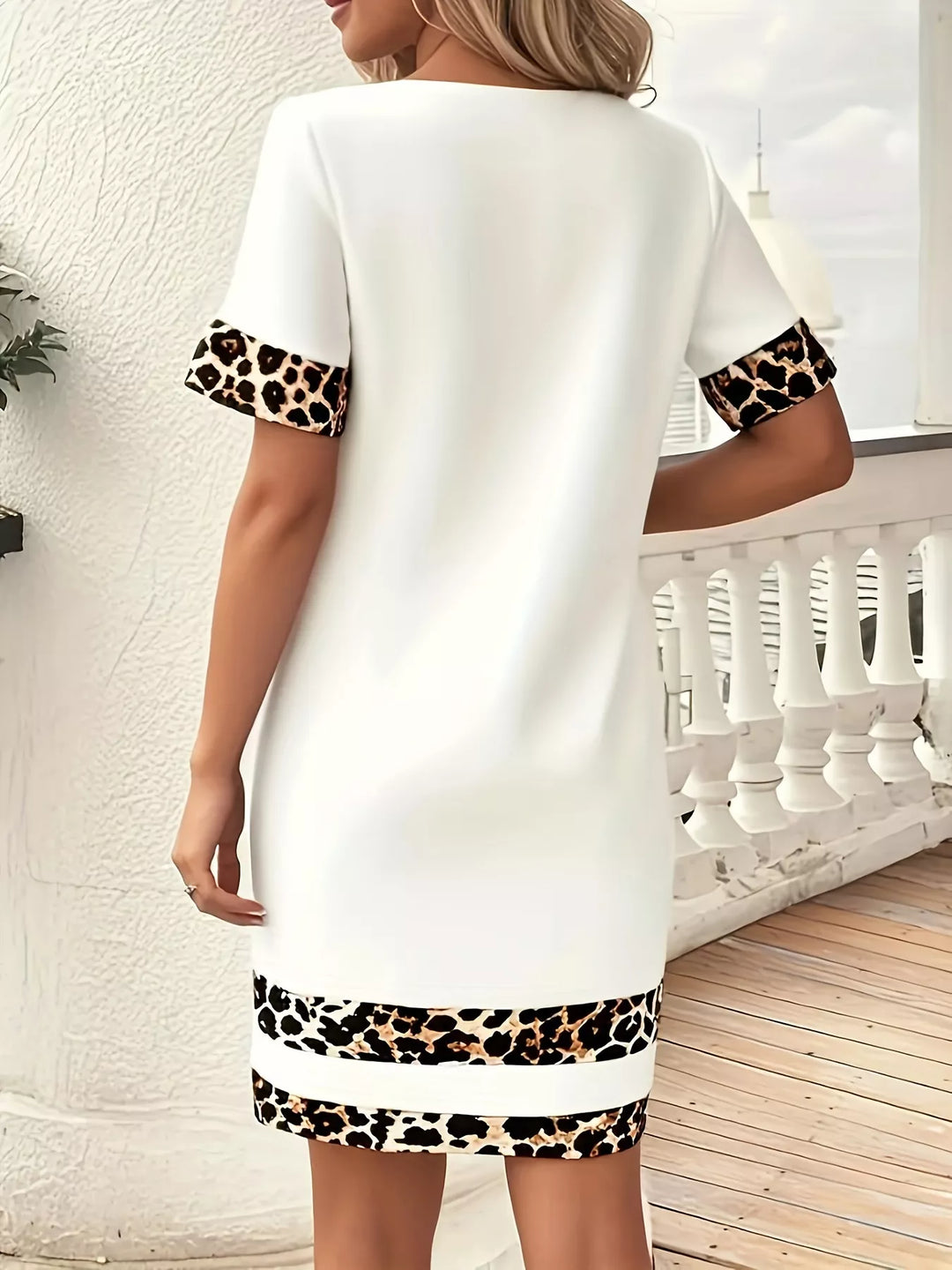 Nina | Leopard Trim Mini Dress
