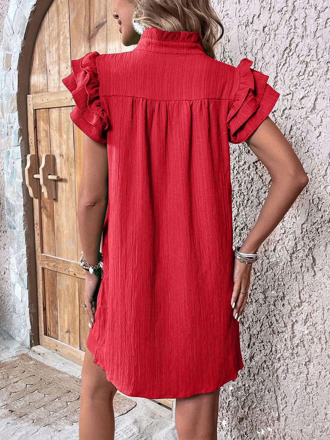 Vaelise | Ruffled Cap Sleeve Mini Dress