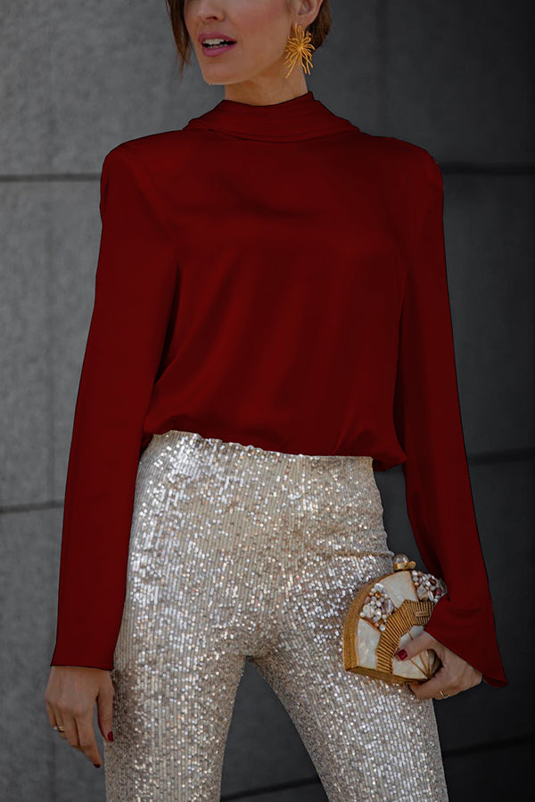 Velmira | Open Back Satin Blouse