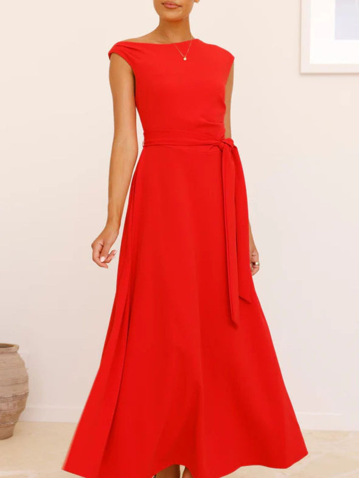 Isabella | One-Shoulder Tie Waist Maxi Dress