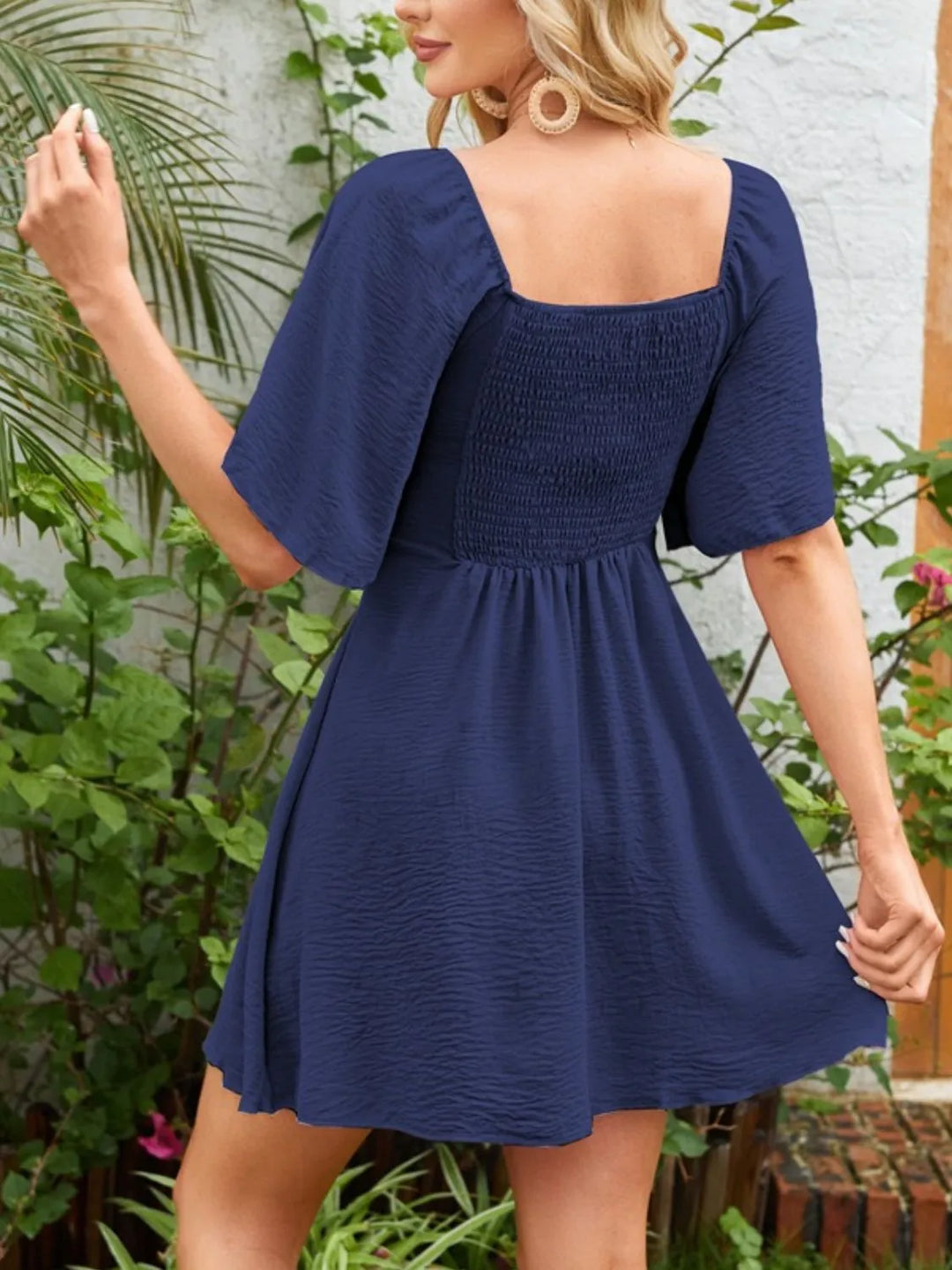 Elyndra | Smocked Tie Front Mini Dress