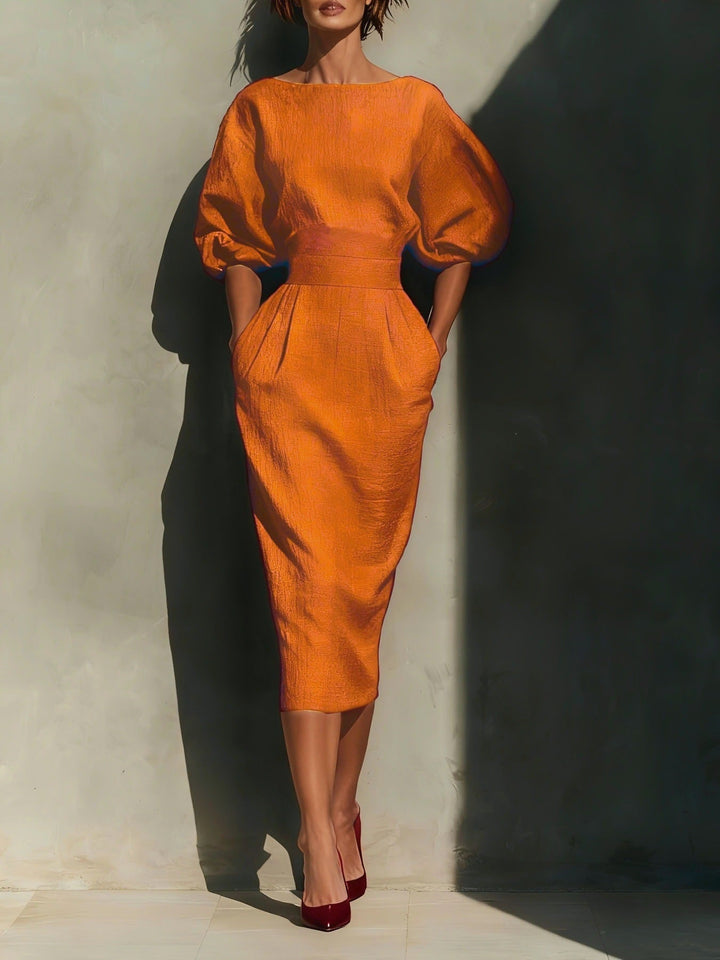 Nara | Puff Sleeve Midi Dress