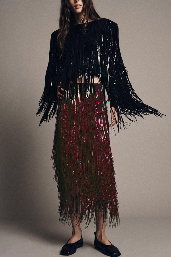 Valenne | Fringe Midi Skirt