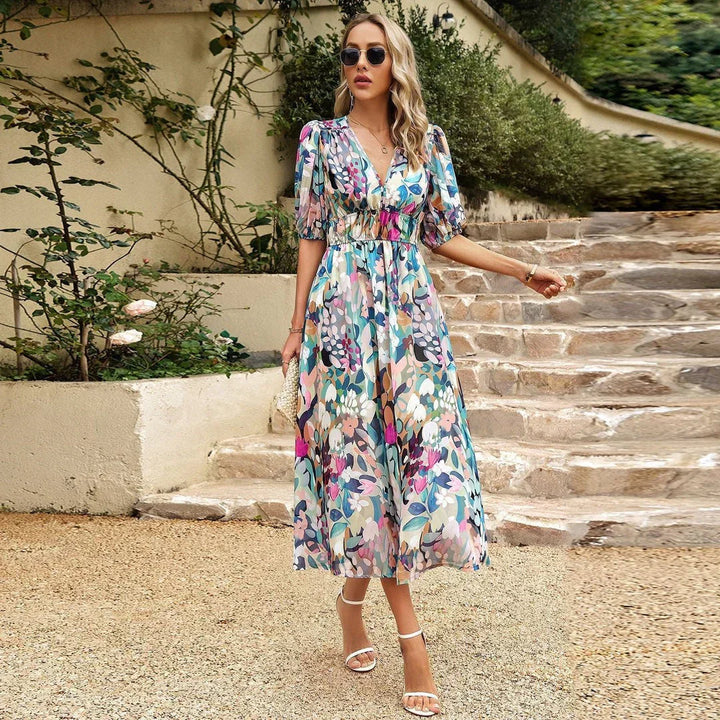 Orelie | V Neck Midi Dress