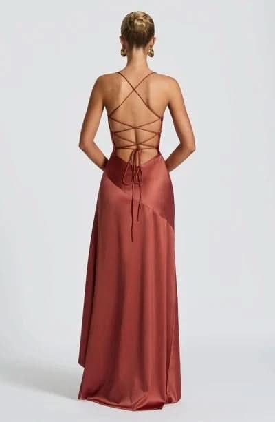 Elaris | Ruffled Satin Maxi Dress