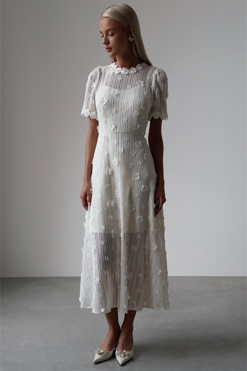 Elyra | Lace Knit Midi Dress