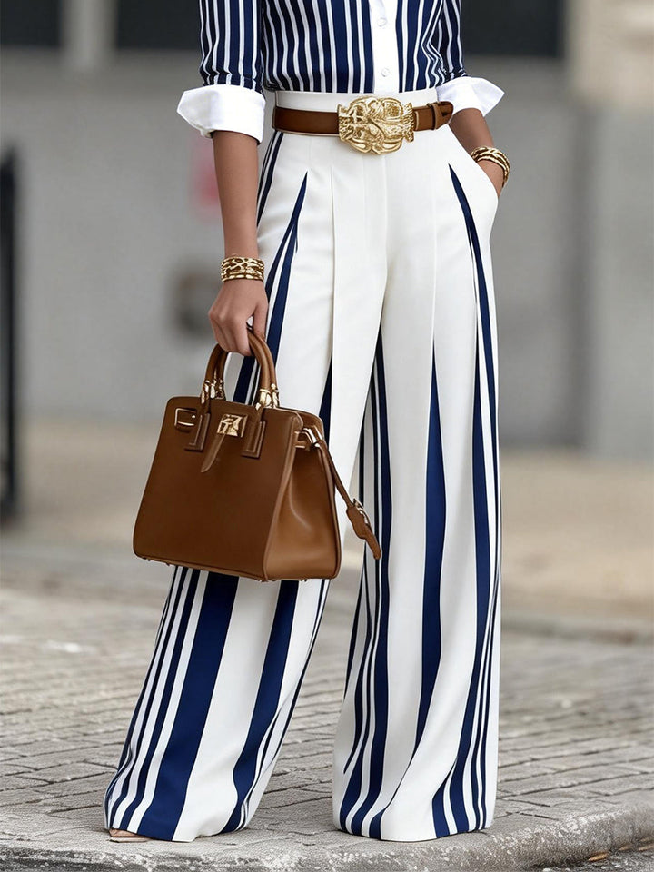 Monroe | Striped Wide Leg Trousers