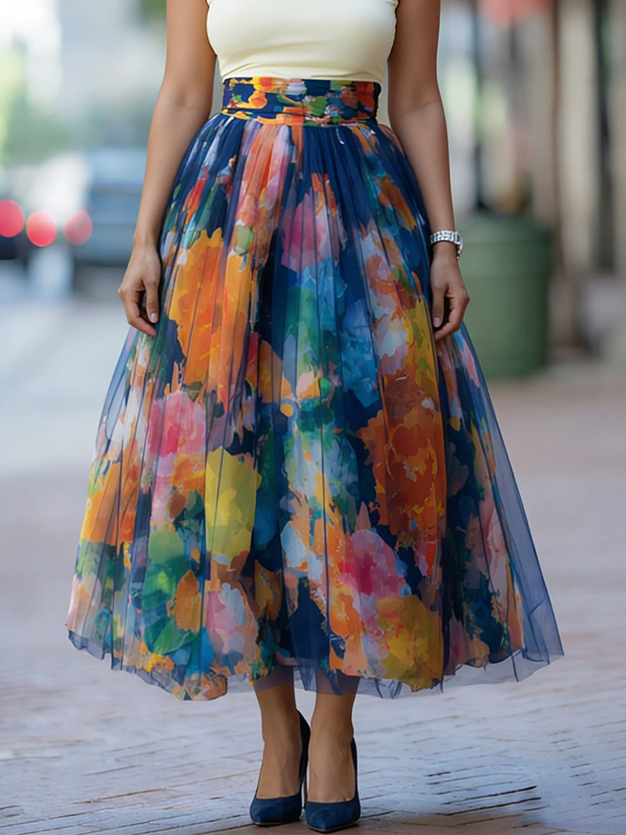 Siena | Watercolor Maxi Skirt