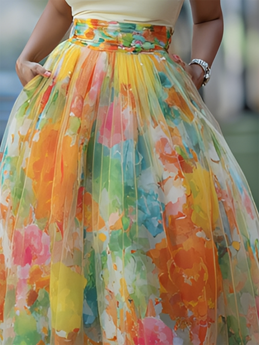 Siena | Watercolor Maxi Skirt