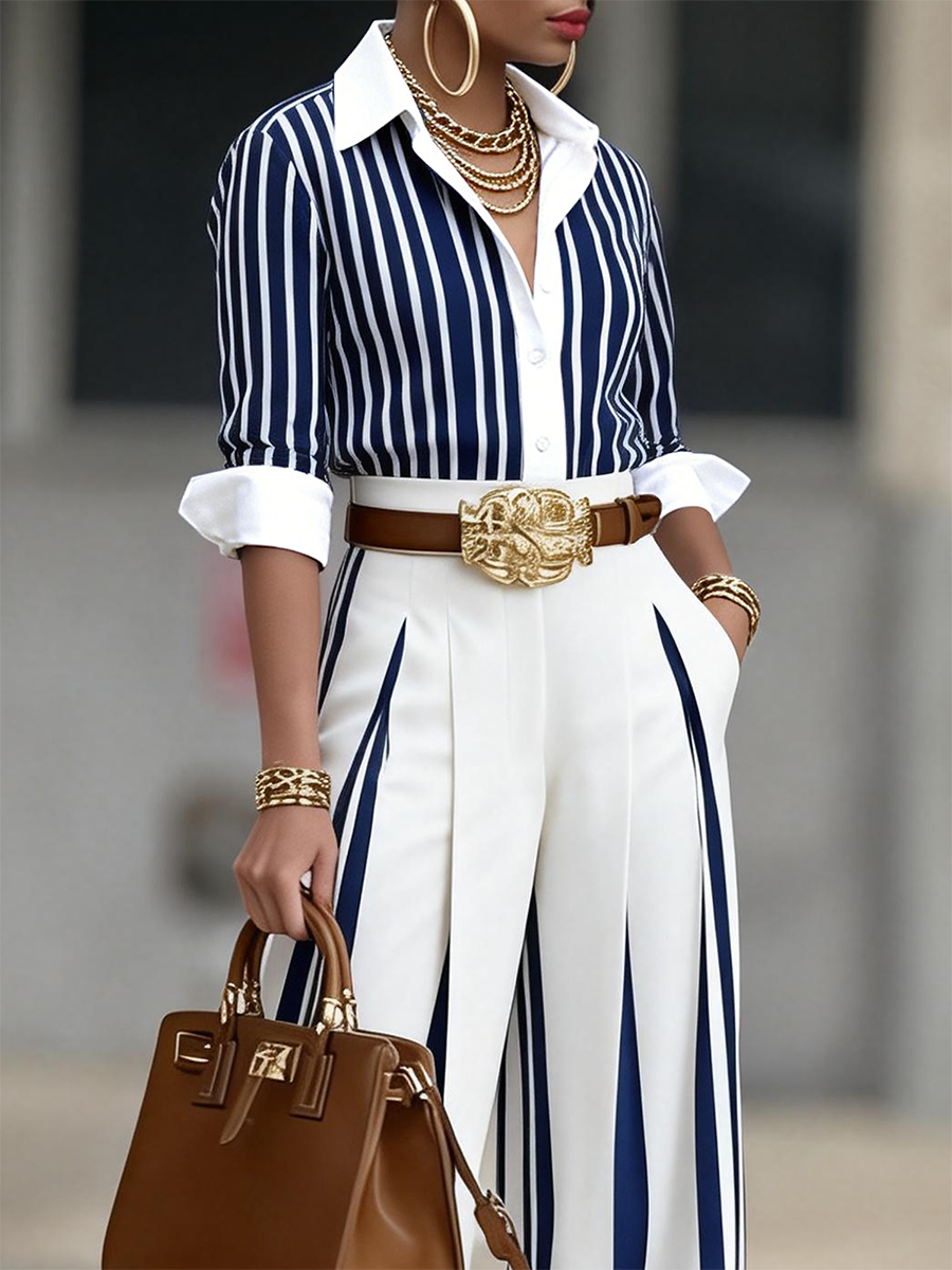 Monroe | Striped Wide Leg Trousers