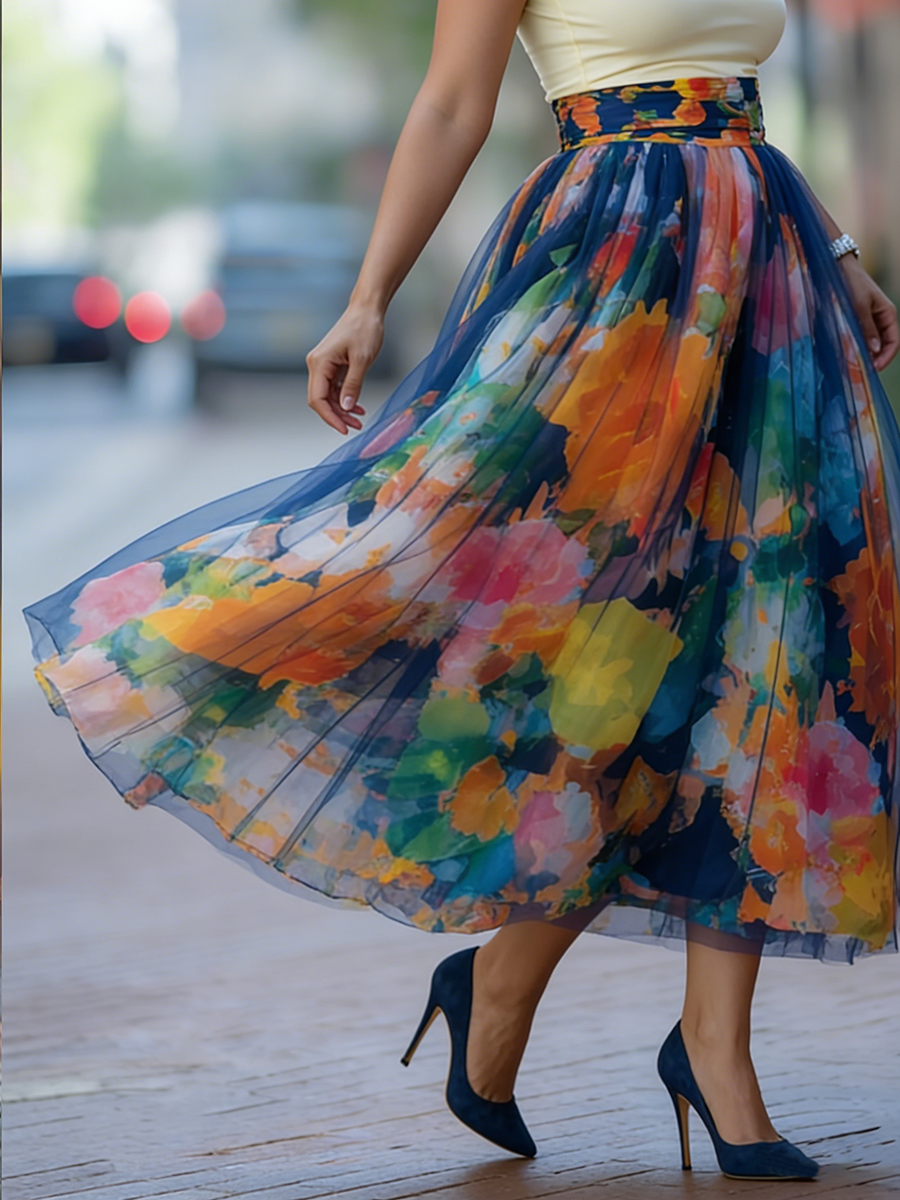 Siena | Watercolor Maxi Skirt