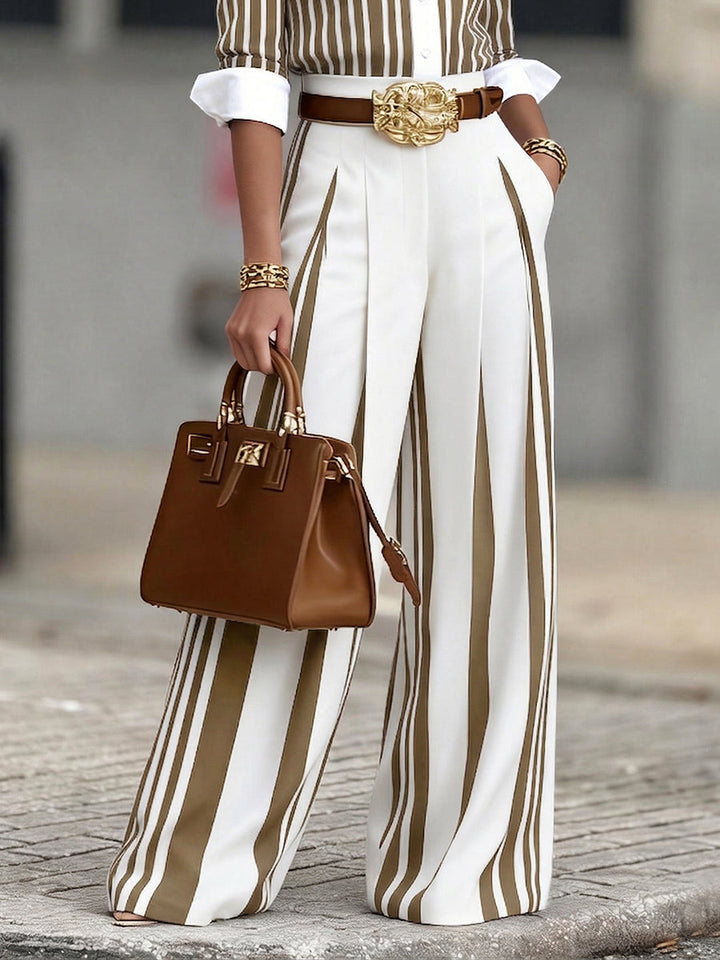 Monroe | Striped Wide Leg Trousers