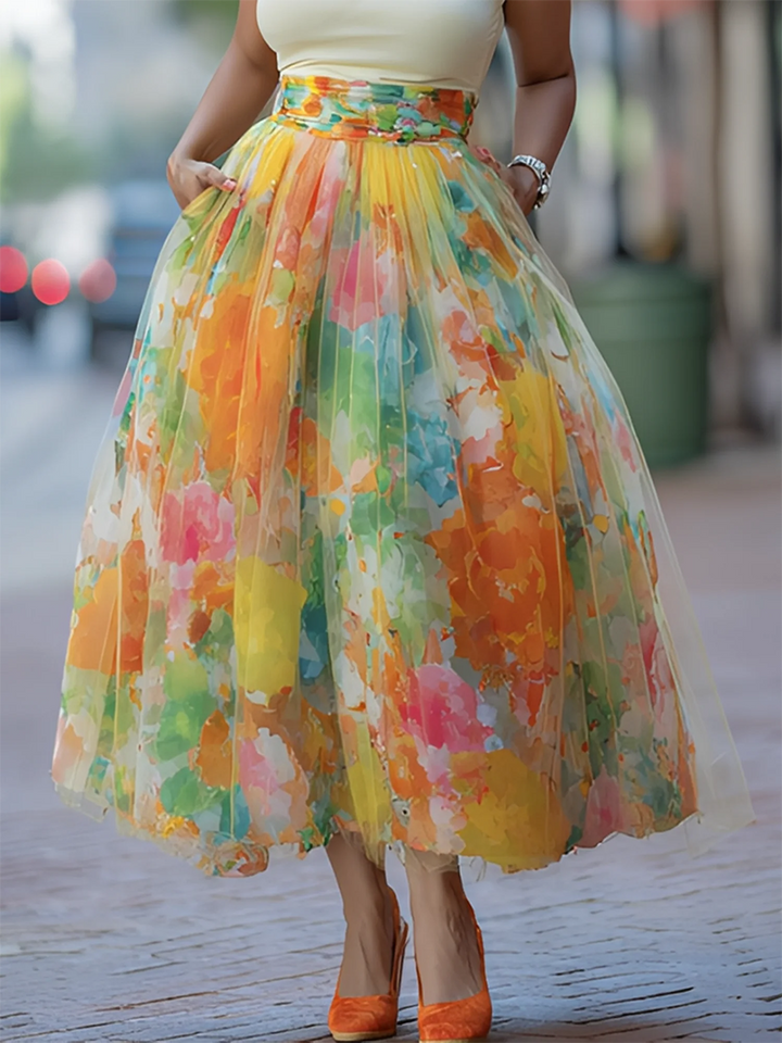 Siena | Watercolor Maxi Skirt