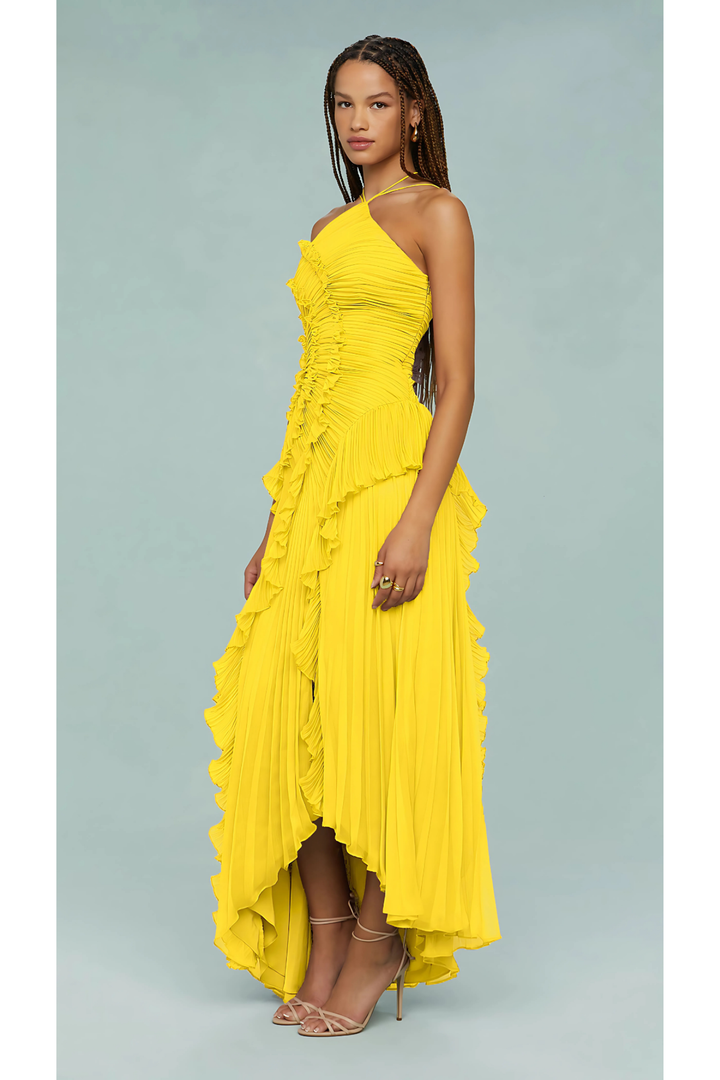 Nelle | Halter Ruffle Maxi Dress