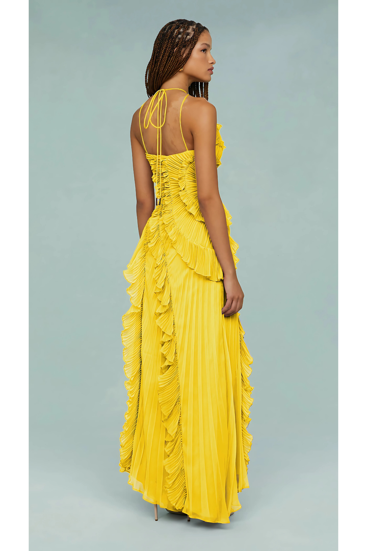 Nelle | Halter Ruffle Maxi Dress