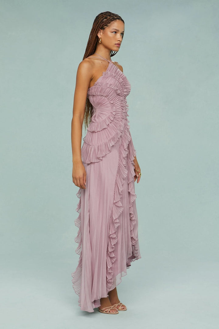 Nelle | Halter Ruffle Maxi Dress