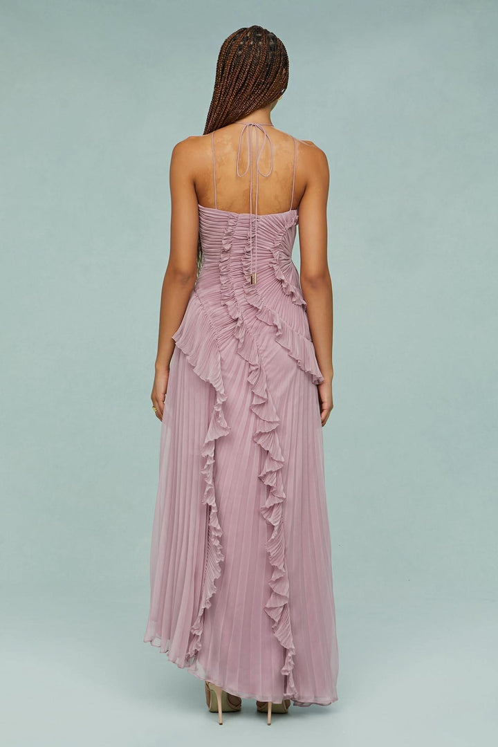 Nelle | Halter Ruffle Maxi Dress