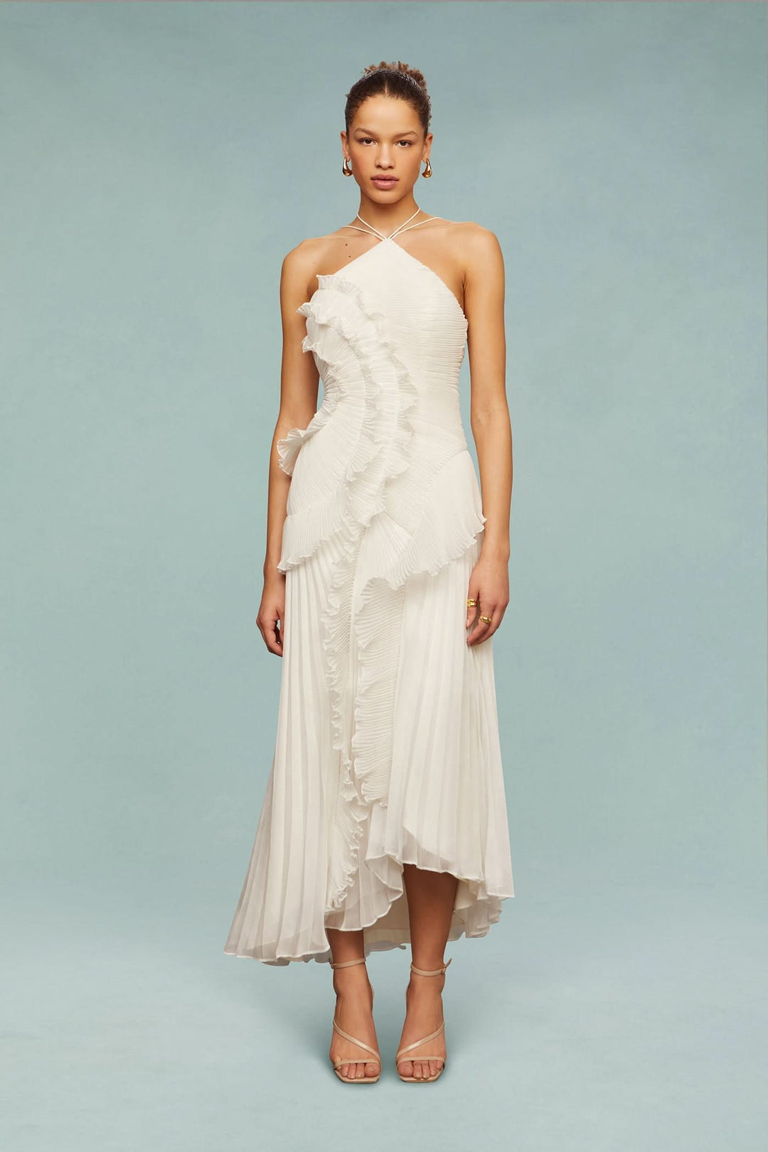 Nelle | Halter Ruffle Maxi Dress
