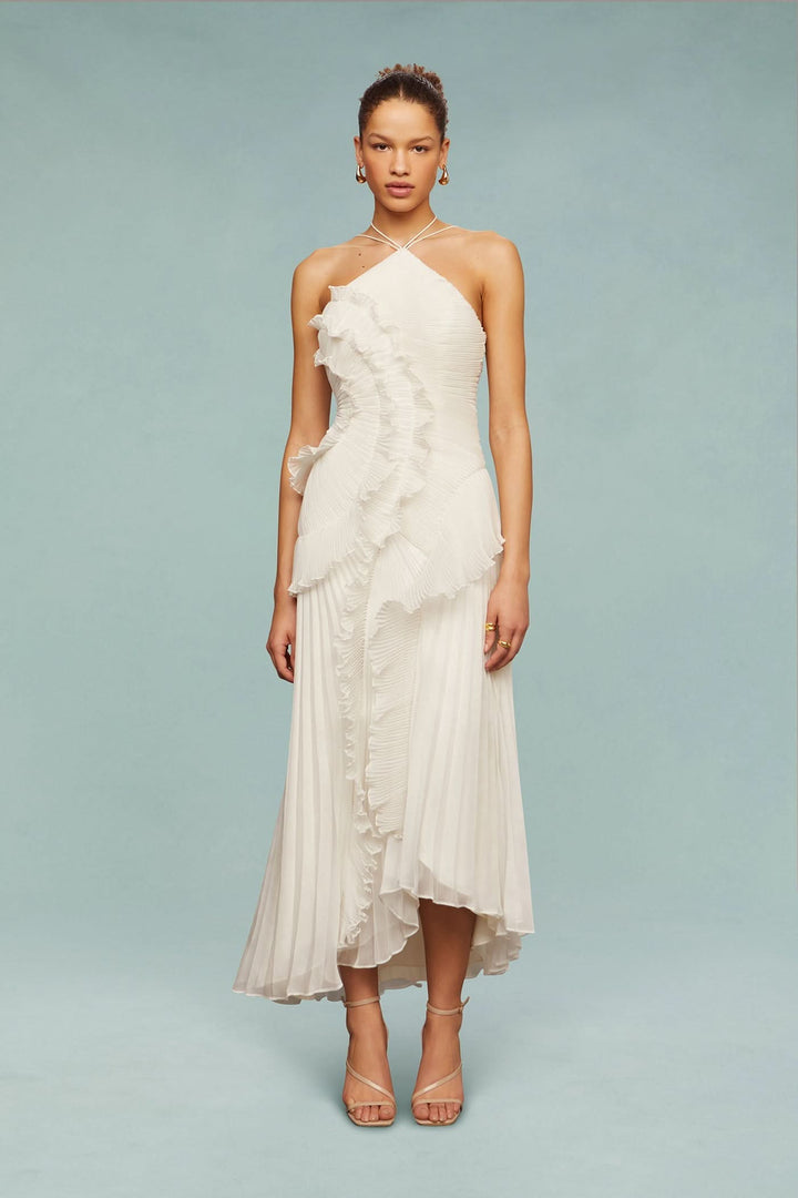 Nelle | Halter Ruffle Maxi Dress