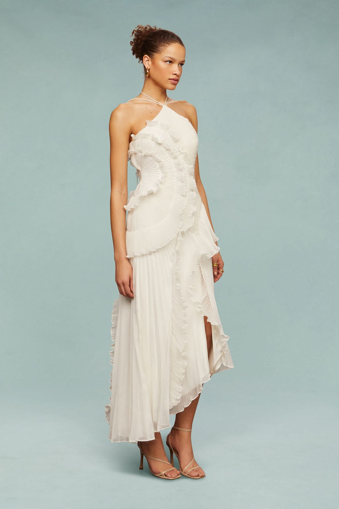 Nelle | Halter Ruffle Maxi Dress