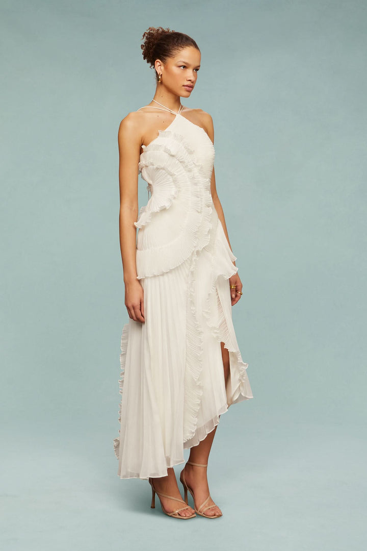 Nelle | Halter Ruffle Maxi Dress