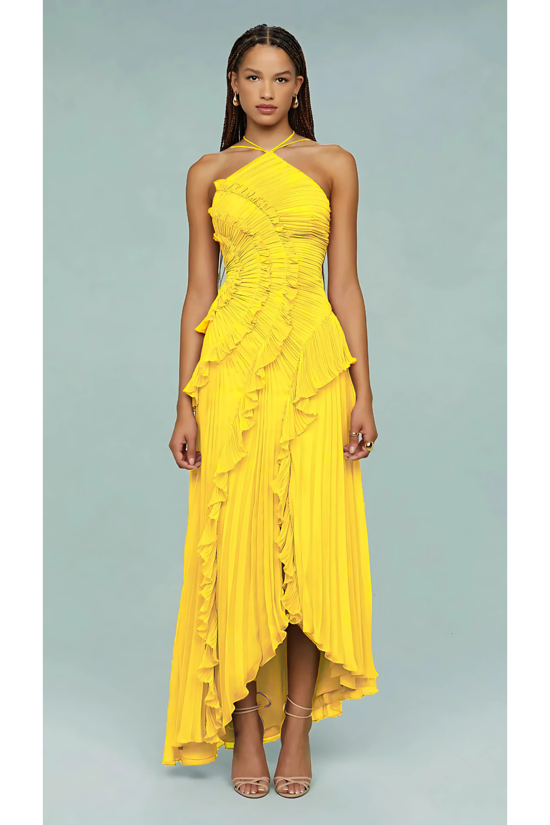 Nelle | Halter Ruffle Maxi Dress