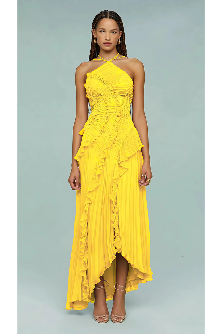 Nelle | Halter Ruffle Maxi Dress