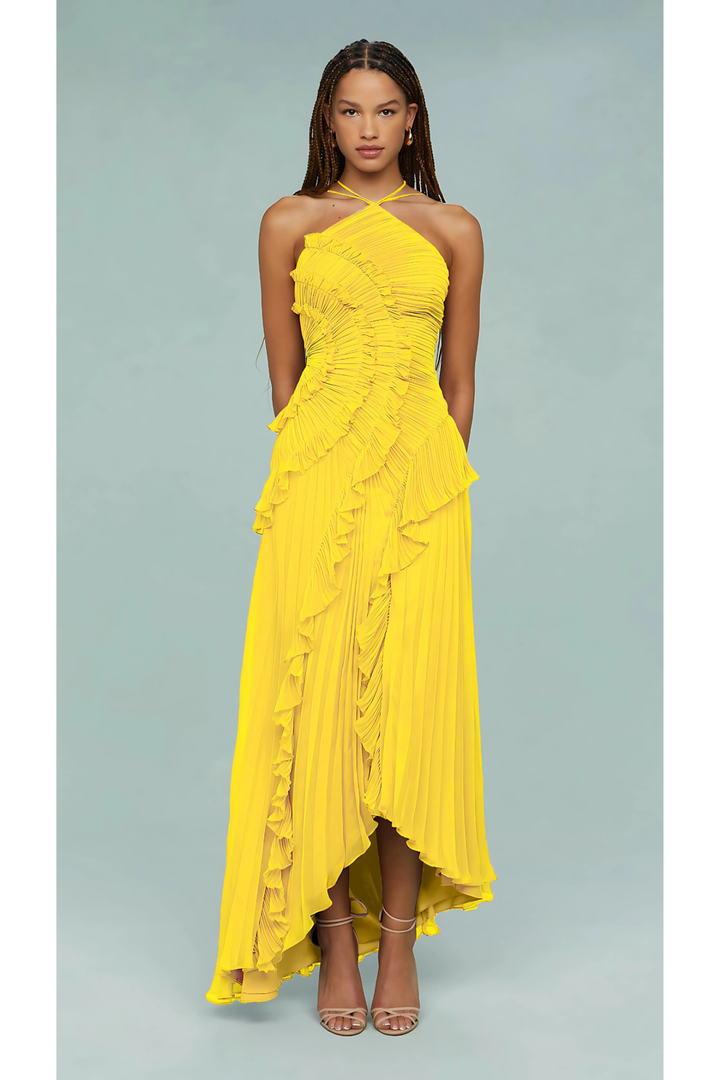 Nelle | Halter Ruffle Maxi Dress