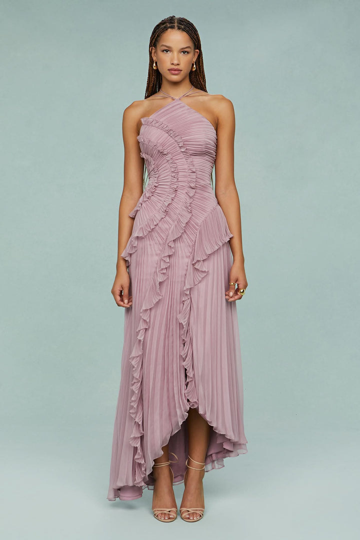 Nelle | Halter Ruffle Maxi Dress
