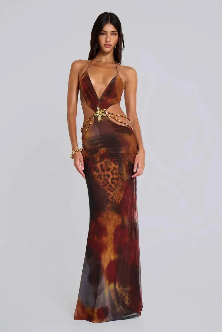 Zafira | Cut-Out Halter Maxi Dress