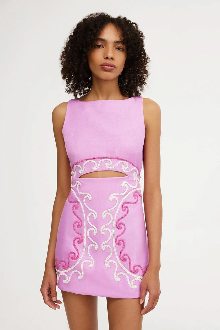 Lana | Embroidered Cut-Out Mini Dress