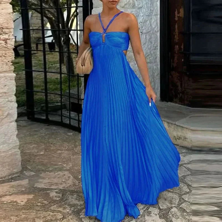 Aveline | Pleated Halter Maxi Dress