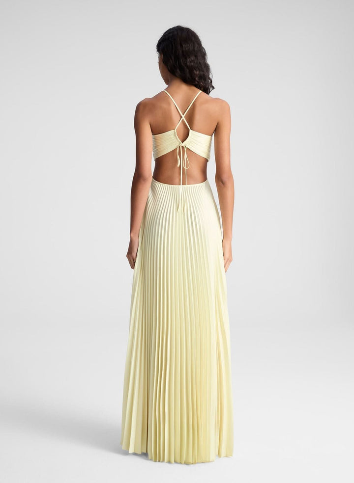 Aveline | Pleated Halter Maxi Dress