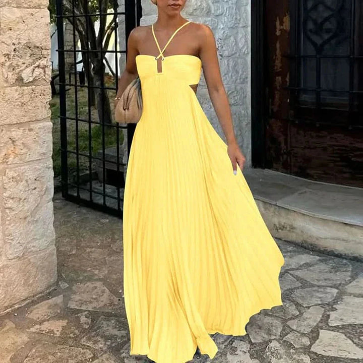 Aveline | Pleated Halter Maxi Dress