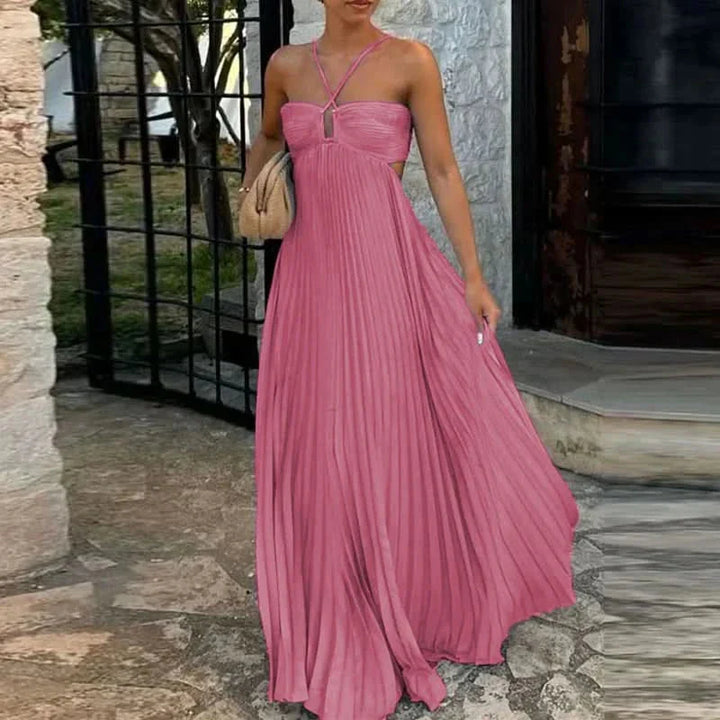 Aveline | Pleated Halter Maxi Dress