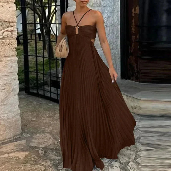 Aveline | Pleated Halter Maxi Dress