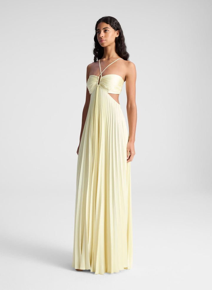 Aveline | Pleated Halter Maxi Dress