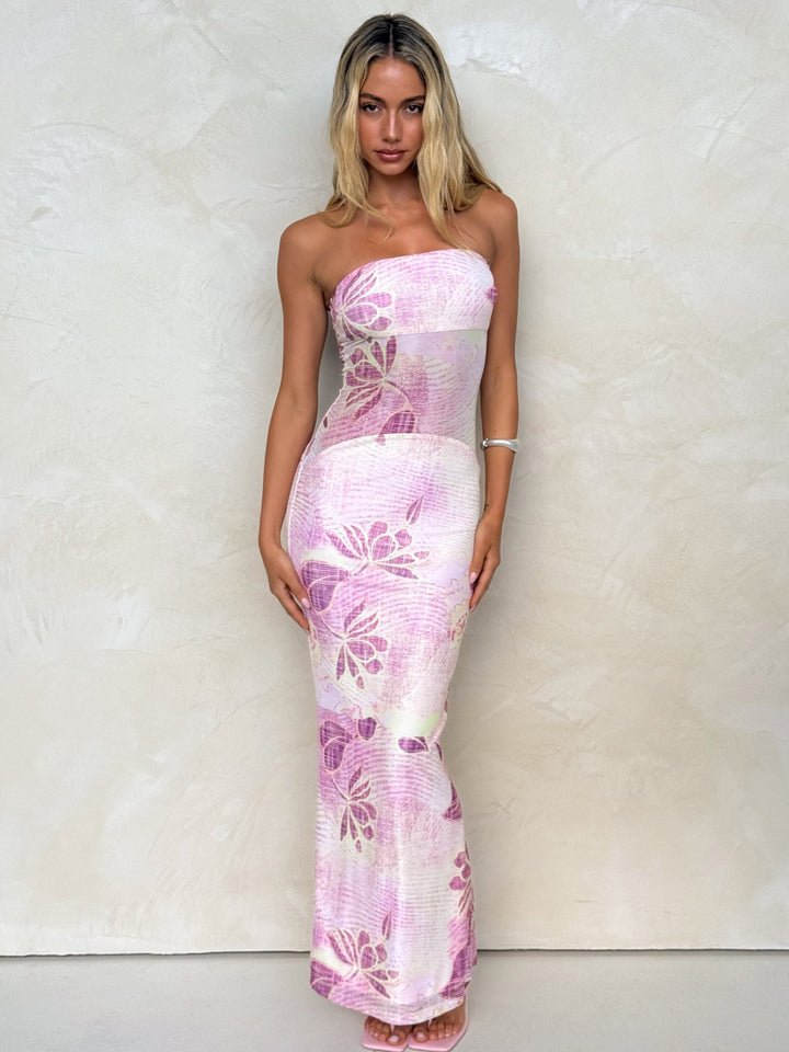 Zarela | Strapless Floral Maxi Dress