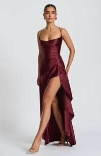 Elaris | Ruffled Satin Maxi Dress