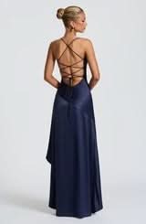 Elaris | Ruffled Satin Maxi Dress