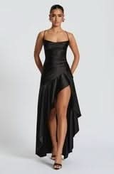 Elaris | Ruffled Satin Maxi Dress