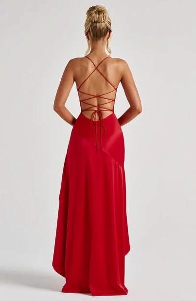 Elaris | Ruffled Satin Maxi Dress