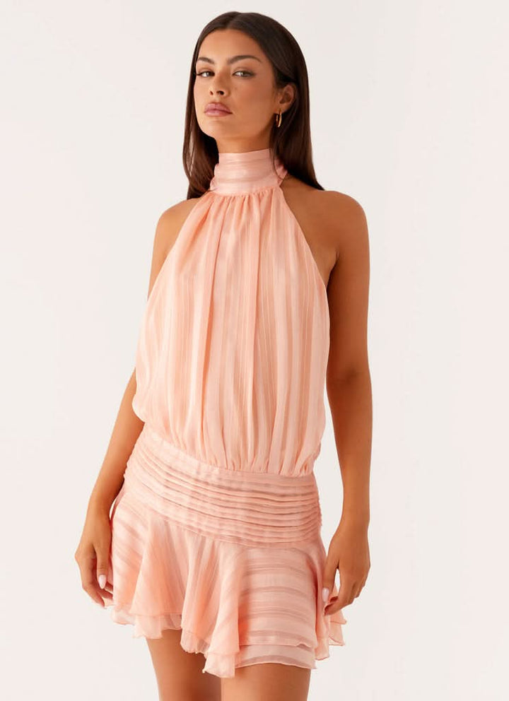 Lara | Pleated Halter Mini Dress