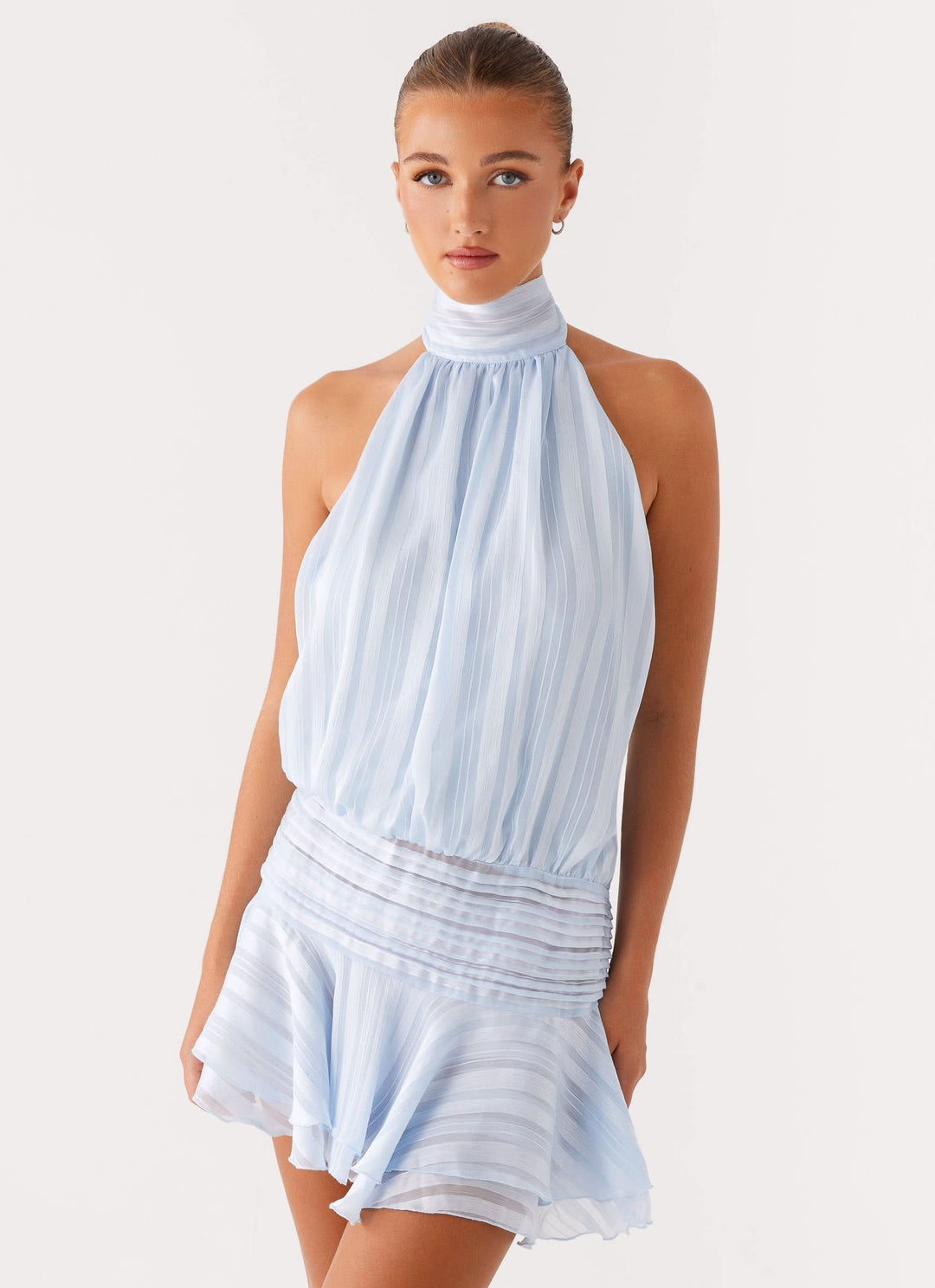 Lara | Pleated Halter Mini Dress