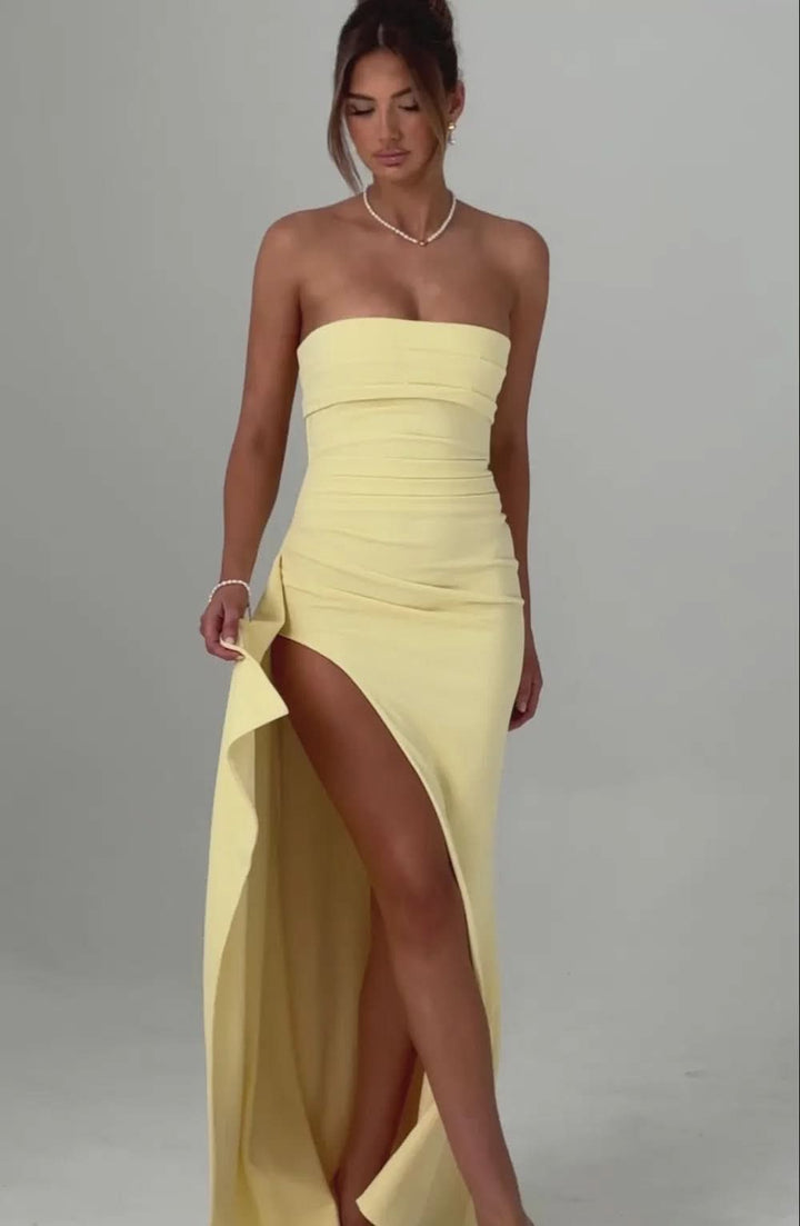 Virelle | Strapless Ruffle Maxi Dress