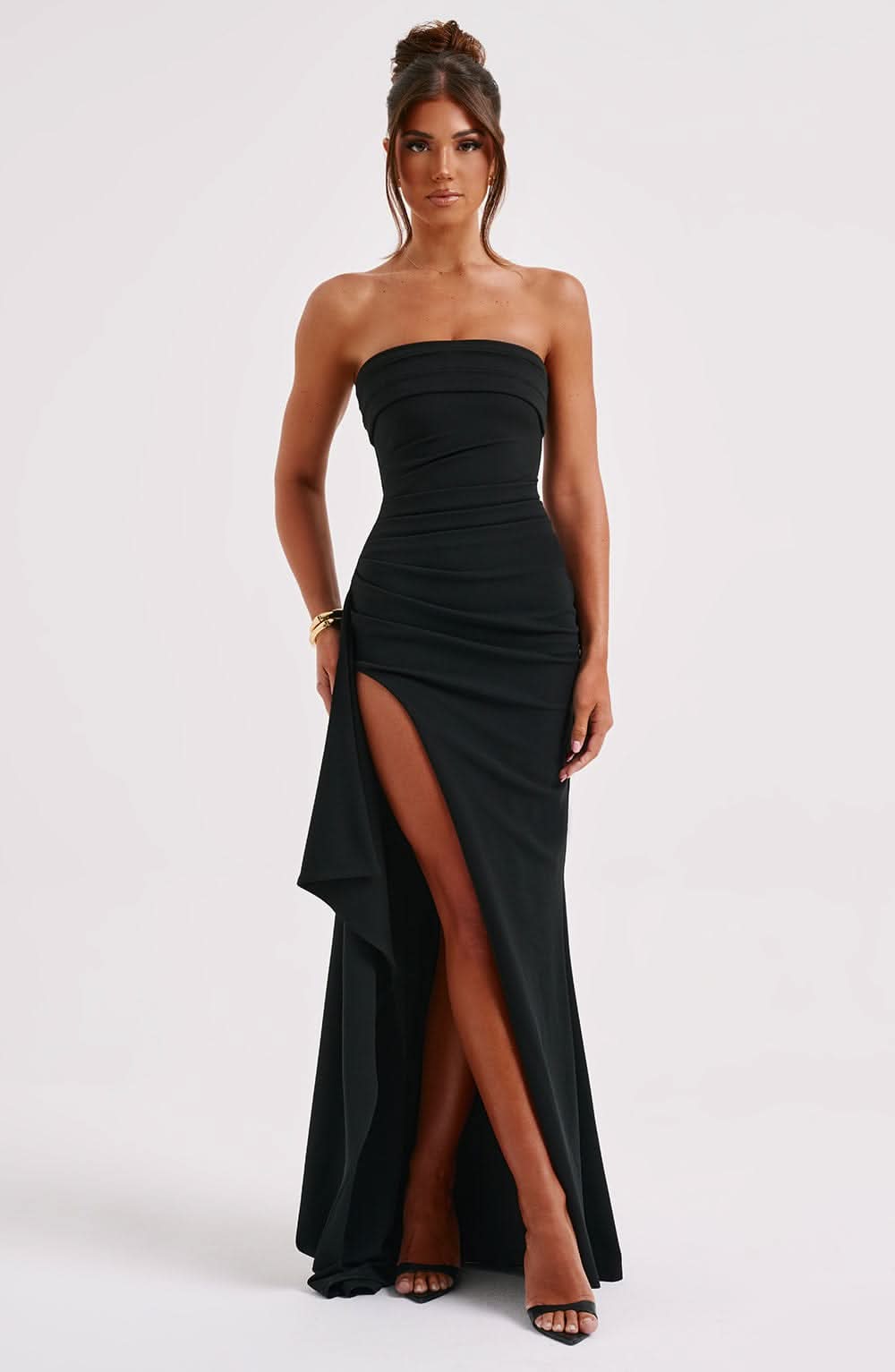 Virelle | Strapless Ruffle Maxi Dress