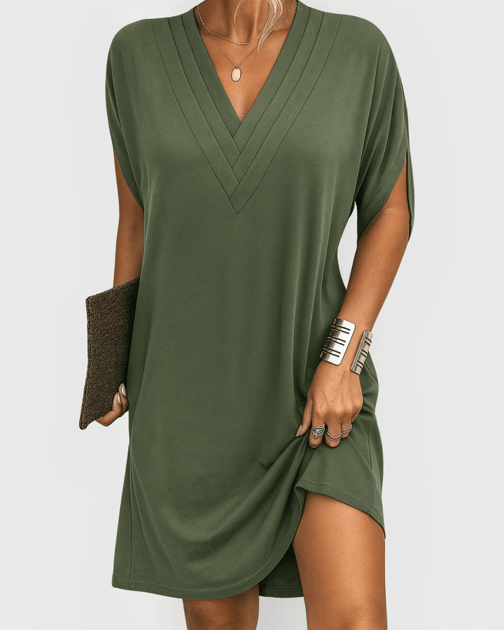 Liora | V Neck Midi Dress