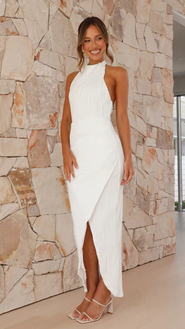 Ophélie | Robe Maxi Asymétrique Plissée